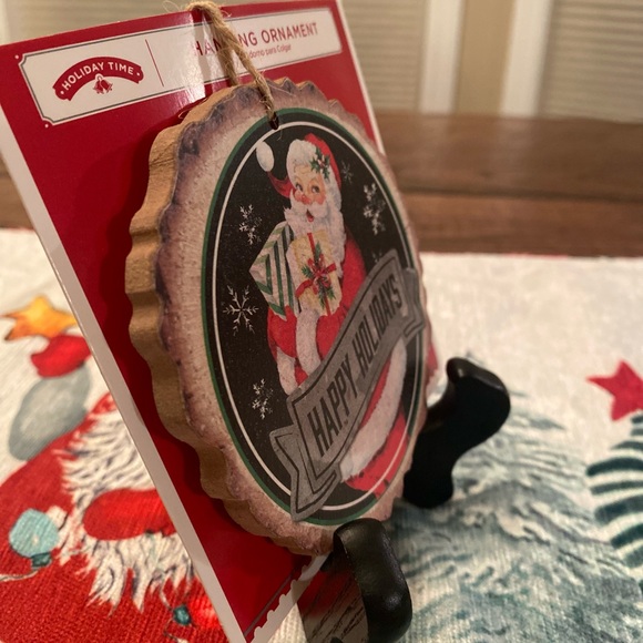 Vintage Retro Rustic Themed Christmas Wood Slices Hanging Ornaments Set of 12 - Picture 10 of 12